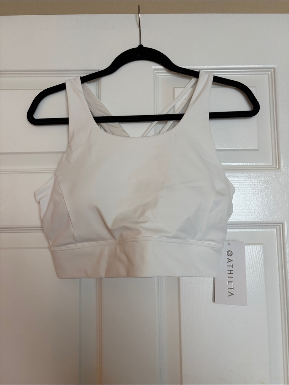Athleta White High-Neck Padded Sports Bra